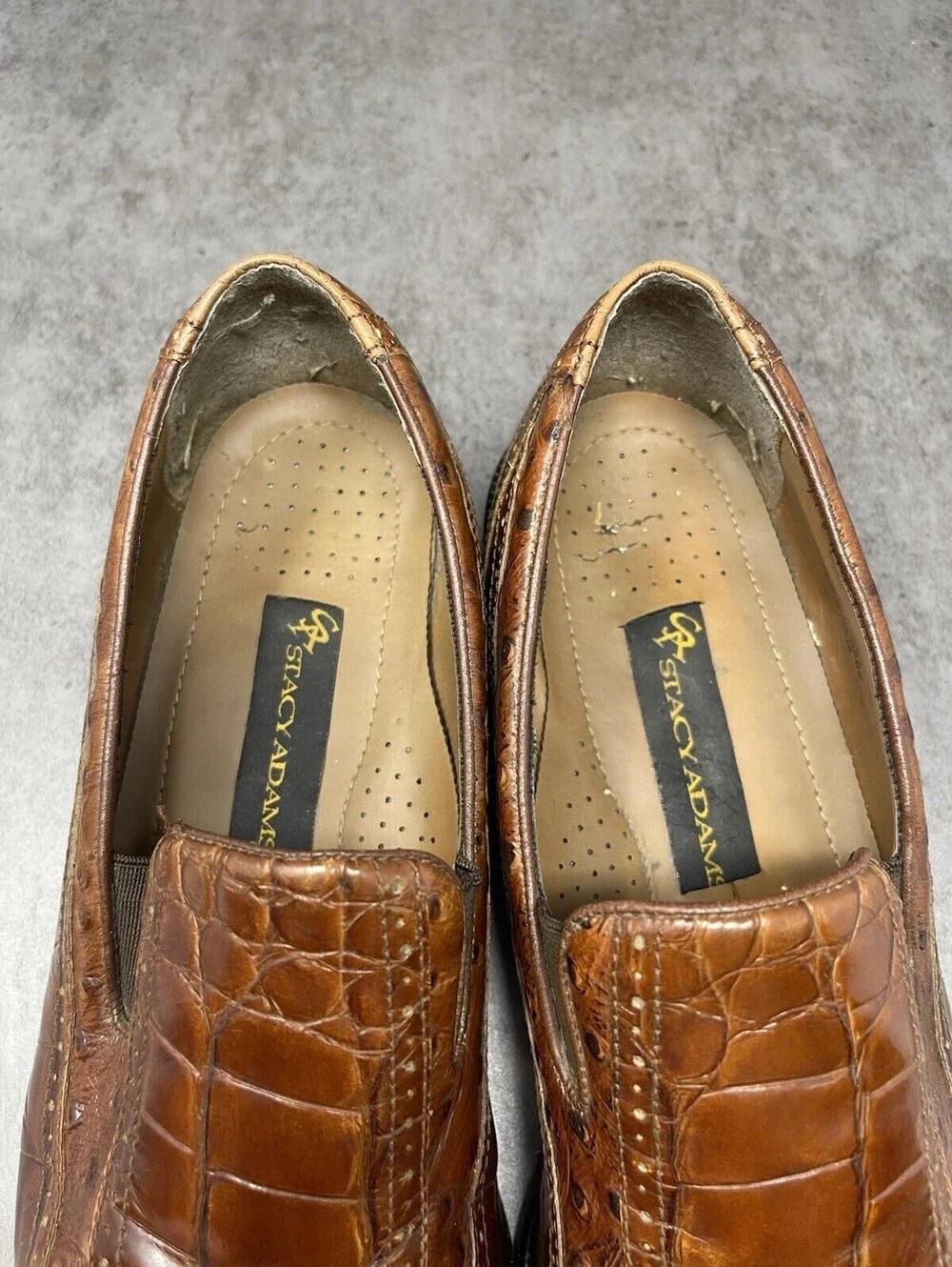 Stacy Adams Shoes Mens Size 12 Brown Croc Leather Loafer Slip On